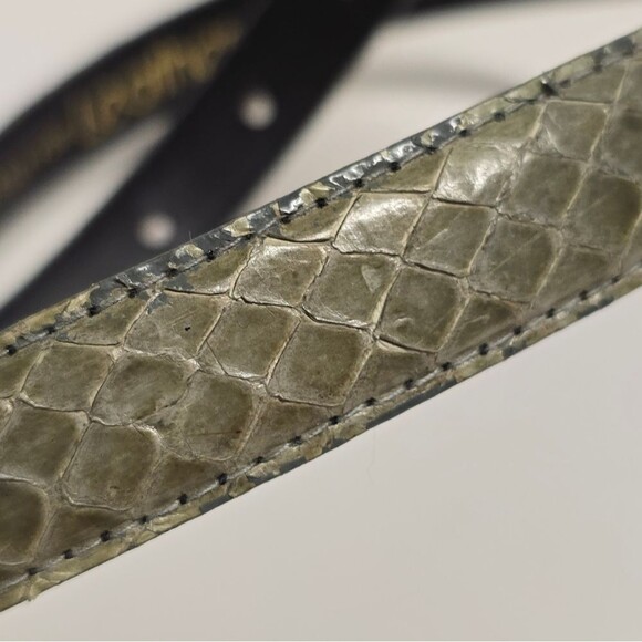 NOT FOR SALE Vintage 80s Genuine Snakeskin Waist Belt By Leather Shop Olive Gray - Picture 5 of 7